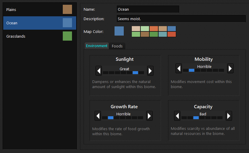 Screenshot of biome designer